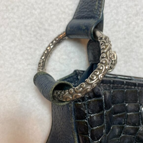 Brighton Shoulder Bag Black Cher Croc Embossed Patent Leather - Picture 13 of 14